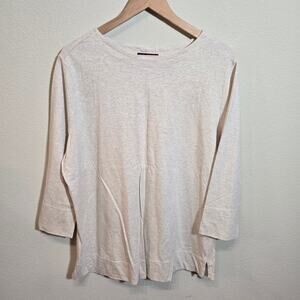 KAREN SCOTT Long Sleeve Creme Knit Top 100% cotton Shirt Size XL Women's